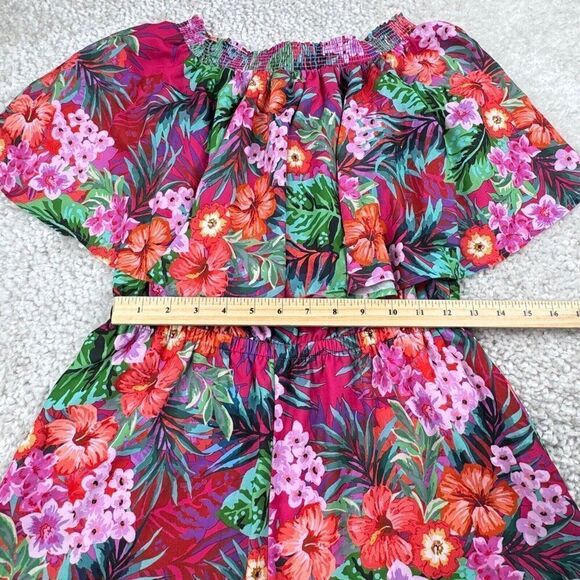 Show Me Your Mumu Rosarita Off The Shoulder Romper Pink Tropical - Picture 9 of 12